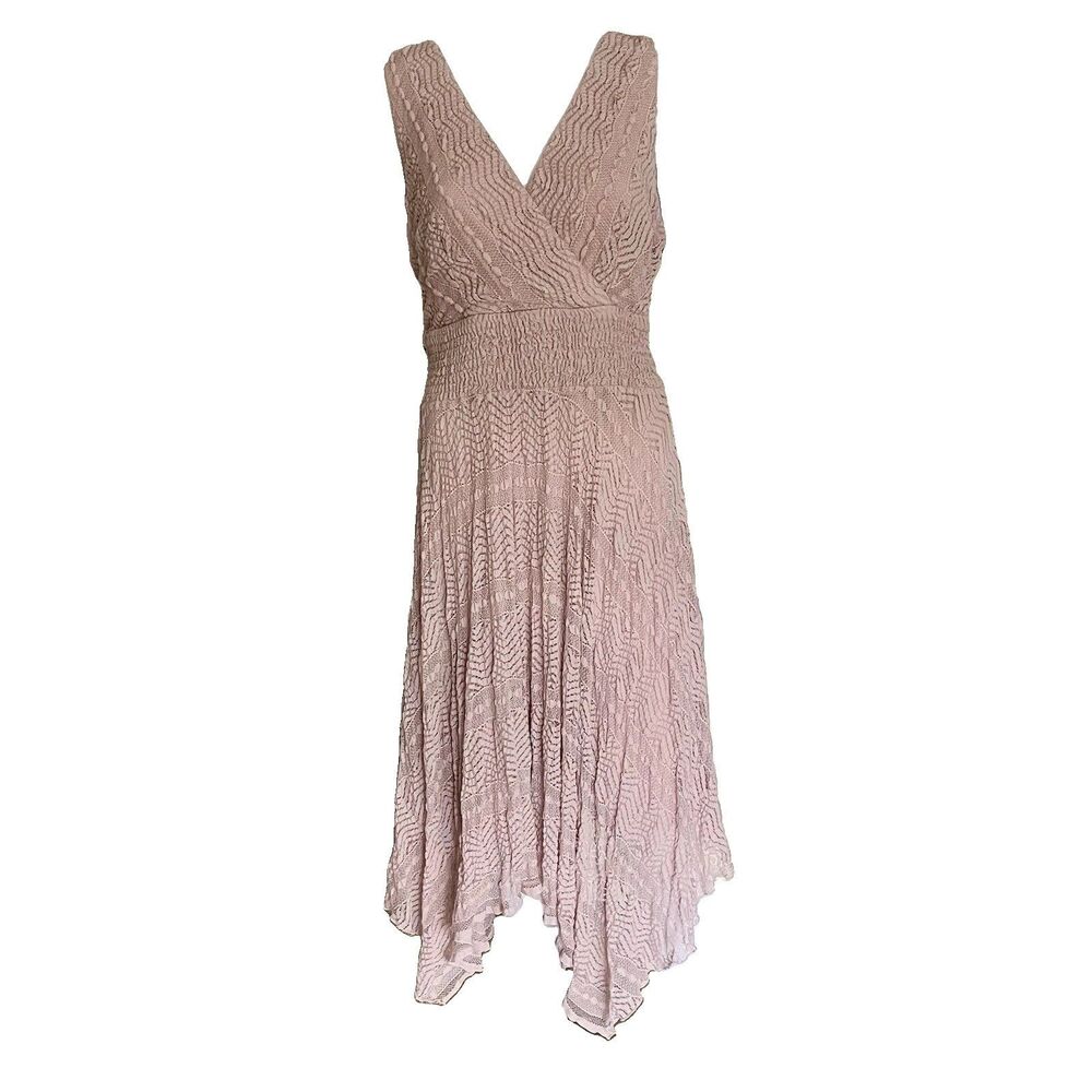 Rabbit Rabbit Rabbit Mauve Pink Lace Asymmetric Handkerchief Hem Dress Large